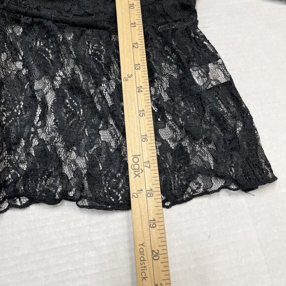 GLG Good Luck Gem Top M Black Lace Sheer Babydoll Crop Y2K Wimsigoth Fairy Witch - Picture 8 of 10